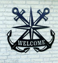 Lade das Bild in den Galerie-Viewer, Wandbild Metallschild Doppelanker Welcome