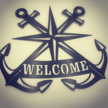Lade das Bild in den Galerie-Viewer, Wandbild Metallschild Doppelanker Welcome