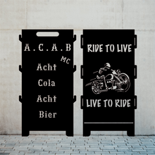 Lade das Bild in den Galerie-Viewer, Biker Motorrad Feuertonne aus 3mm Starken Stahl Steckbar für coole heiße Abende ACAB und Rive to LIVE