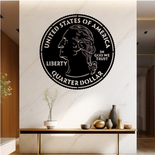 Lade das Bild in den Galerie-Viewer, Wandbild Metallschild Quarter Dollar George Washington