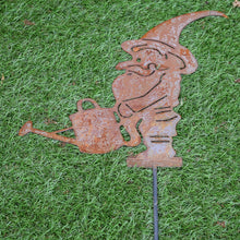 Lade das Bild in den Galerie-Viewer, Beetstecker aus Metall Zwerg Gießkanne