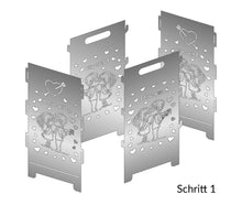 Lade das Bild in den Galerie-Viewer, Set aus vier Metallblechen, jede mit einem einzigartigen Herzdesign, die zusammen ein harmonisches Gesamtbild ergeben.