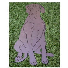 Lade das Bild in den Galerie-Viewer, Beeindruckende sitzende Blaue Dogge aus Metall in der Grösse 118,5 x 50 cm