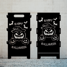 Lade das Bild in den Galerie-Viewer, Robuste Feuertonne aus Stahl mit einem kunstvollen Halloweendesign, ideal für den Außenbereich.
