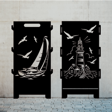 Lade das Bild in den Galerie-Viewer, Blechschilder mit ausschnitten als feuerstelle