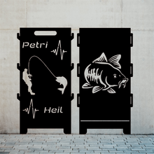 Lade das Bild in den Galerie-Viewer, Stahlbleche mit Motiven wie Angler und Karpfen