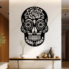 Lade das Bild in den Galerie-Viewer, Wandbild Metallschild Sugar Skull Totenkopf Rose