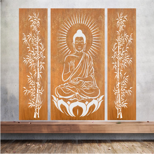 buddha bambus Sichtschutzwände Set Buddha Bambus II – Metalldeko4u