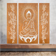 Lade das Bild in den Galerie-Viewer, Gartensichtschutzwand mit buhha look und bambus an der Seite