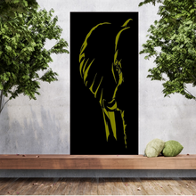 Lade das Bild in den Galerie-Viewer, Große Metallwandkunst mit Ausgeschnittener Silhouette von halber Elefant, gestaltet als Sichtschutzwand im Rost Look oder farblich.