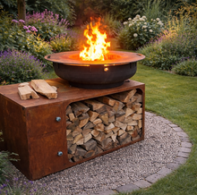 Lade das Bild in den Galerie-Viewer, aussenküche mit Plancha grillplatte zum grillen mit brennholz 
