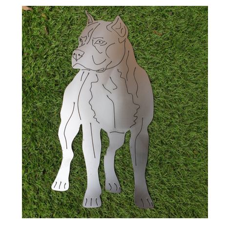 American Pitbull Terrier aus hochwertigem Stahl als Bild oder Aufsteller in der Größe 65 x 32 cm 