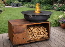 Lade das Bild in den Galerie-Viewer, Rostgrill mit einer Planchaplatteund holzfach und wanne 
