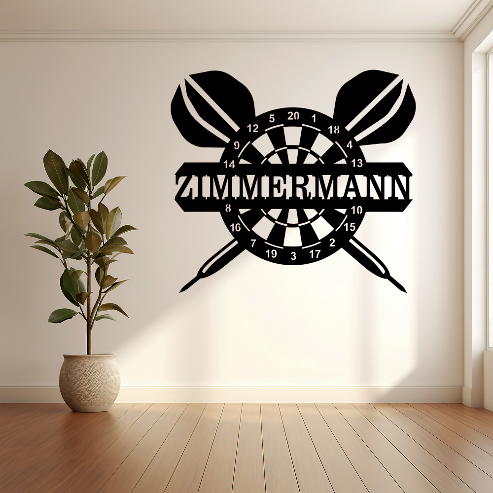 Metallmonogramm, personalisiert mit einem Namen, vereint Eleganz und Individualität in einem einzigartigen Design.