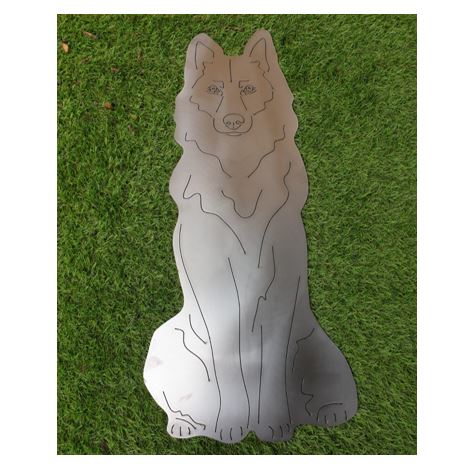 Sitzender wolfähnlicher Husky in der Grösse 36 x 80 cm