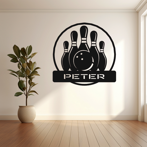 Wohnzimmer mit einem Monogramm Kegelclub und personalisiertem Namen im Monogramm